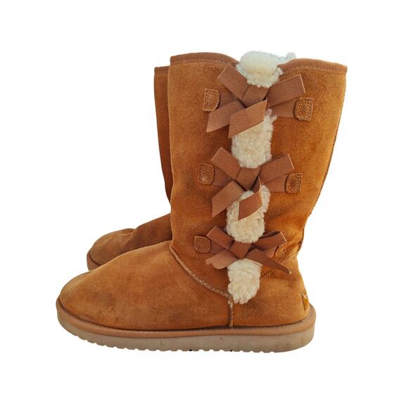 Koolaburra by UGG Women’s 7.5 Chestnut Bailey Bow Boots Suede Shearling - Picture 5 of 7